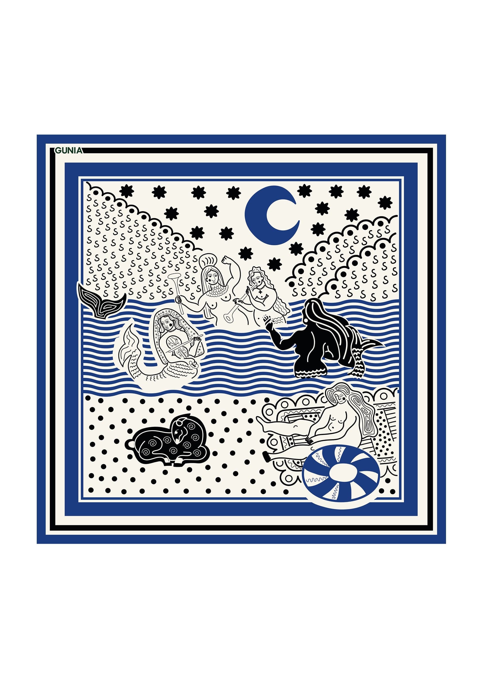 Gunia Project Vedmid-Hora & Mermaids silk scarf — product photo (official shop)