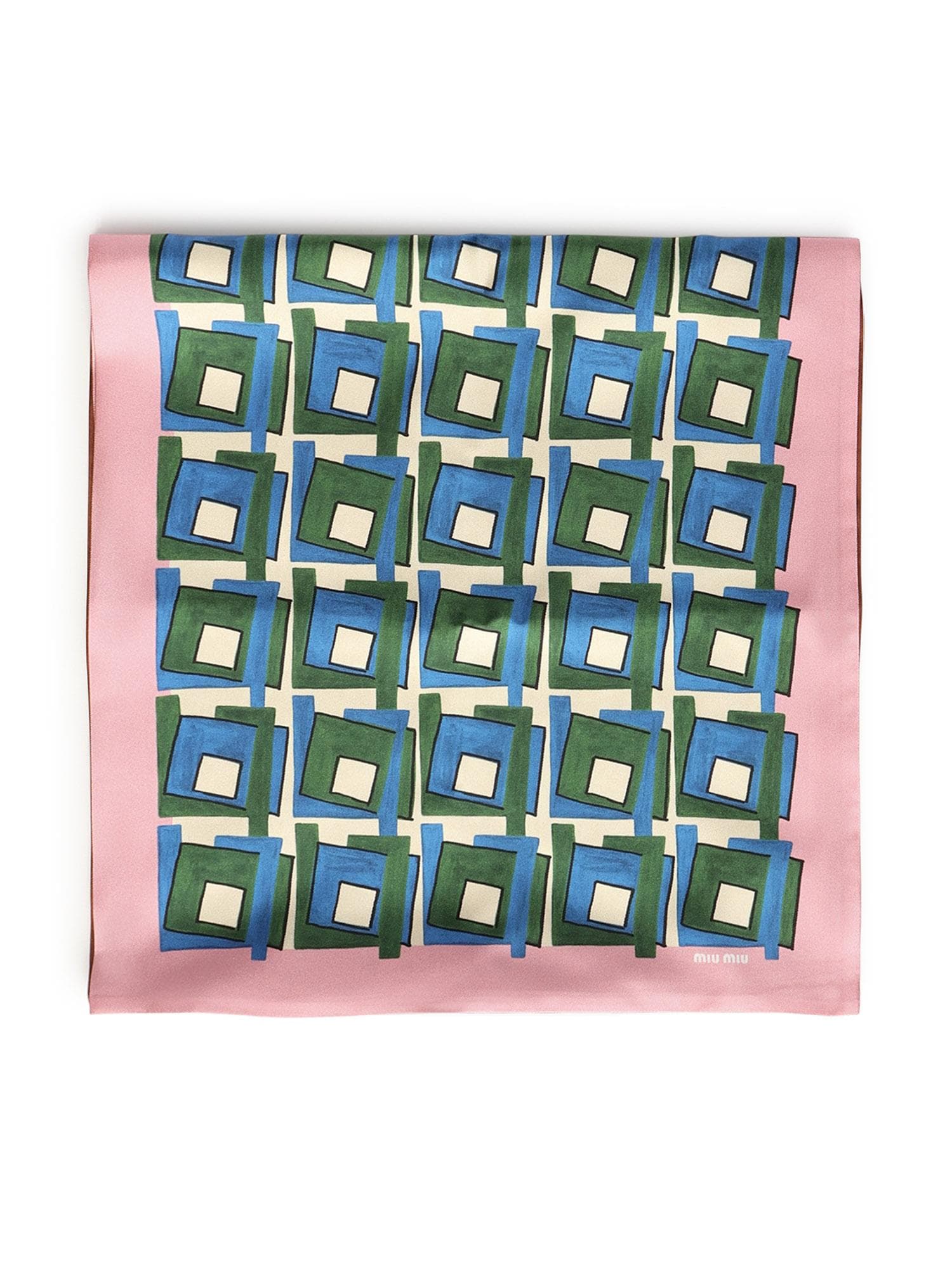 Miu Miu printed silk scarf — product photo (retailer; official boutique linked below)
